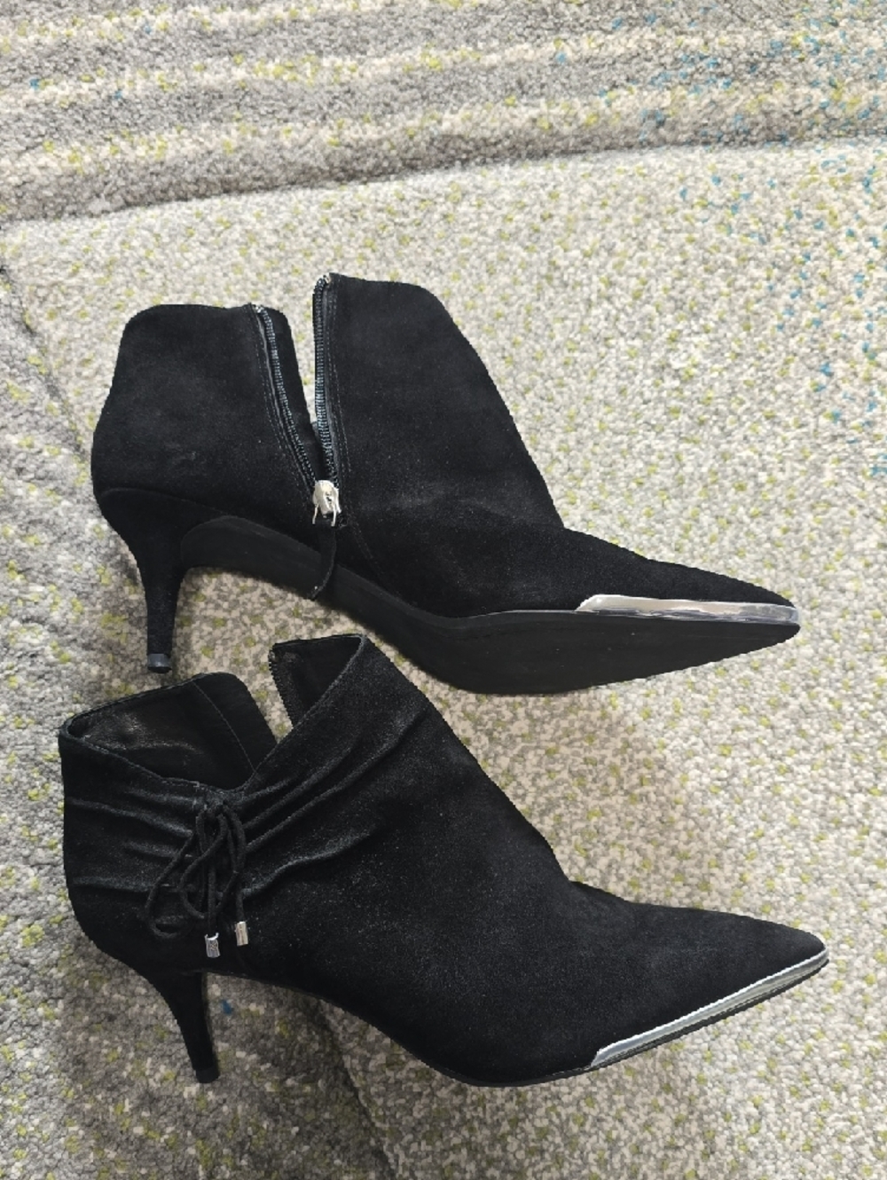 DKNY Black Suede Pointed-Toe Ankle Boots Size 9.5 - Picture 3 of 11